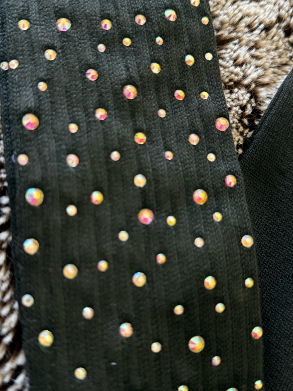 Black Multi-Colored Rhinestone-Embellished Socks - Picture 5 of 5